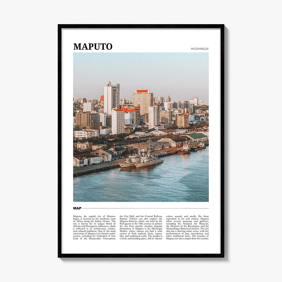 Maputo Travel Poster, framed poster mockup