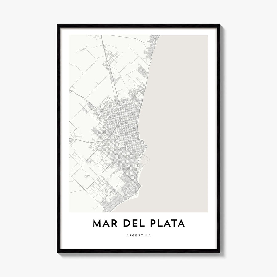 Mar del Plata Map Poster, framed poster mockup