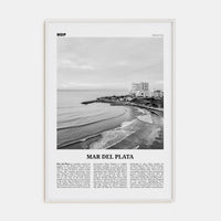 Mar del Plata Poster White Wood / 8x12 in Nbourhood Travel B&W Poster