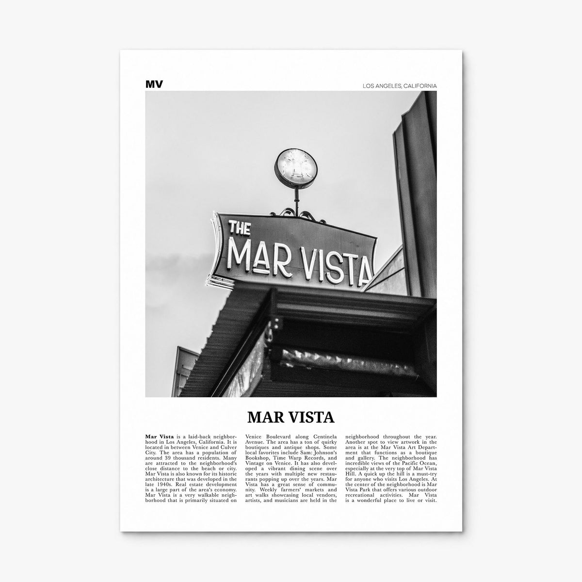 Mar Vista Newspaper Poster, print only (unframed)