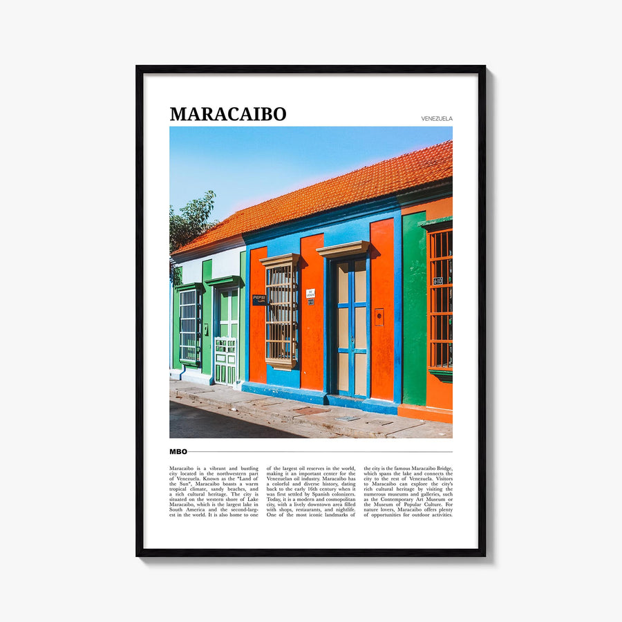 Maracaibo colorful travel poster of Venezuela – vertical wall art, unframed print shown in interior mockup