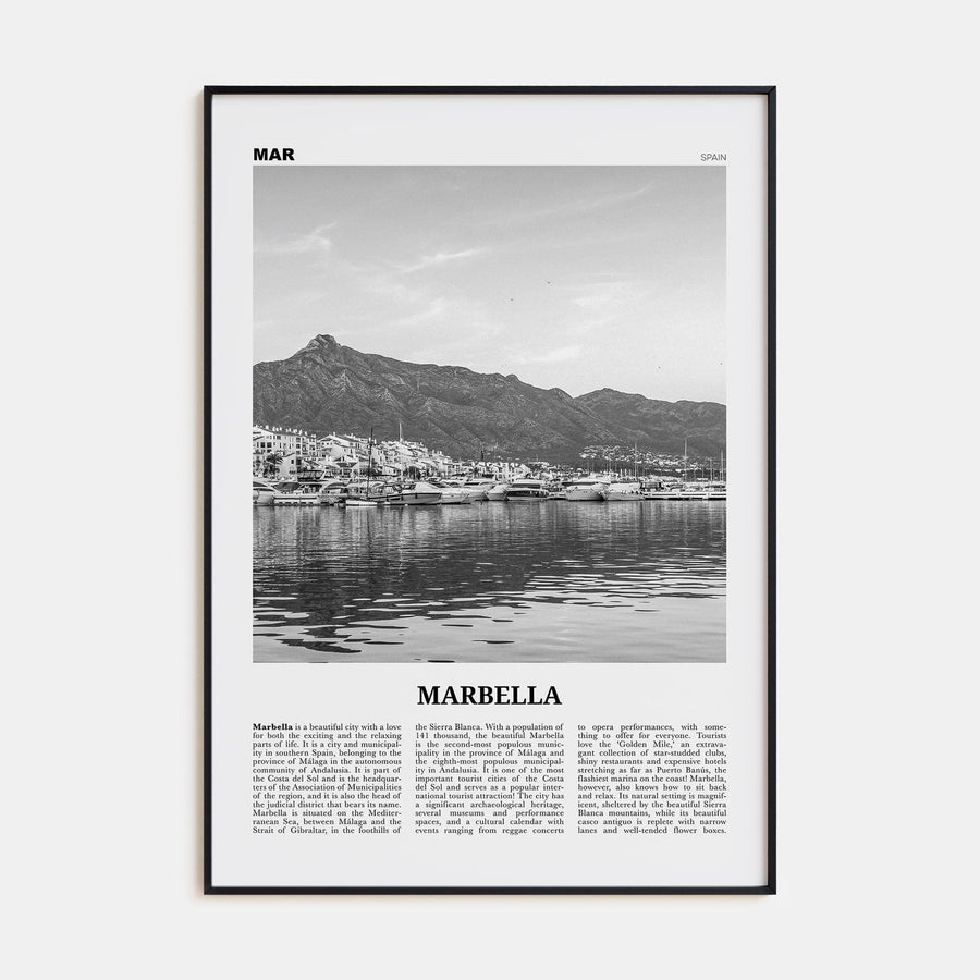 Marbella Poster None / 8x12 in Nbourhood Travel B&W Poster