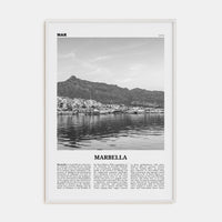 Marbella Poster White Wood / 8x12 in Nbourhood Travel B&W Poster