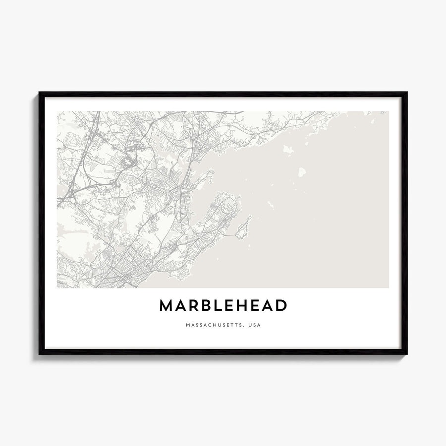 Marblehead Map Poster, framed poster mockup