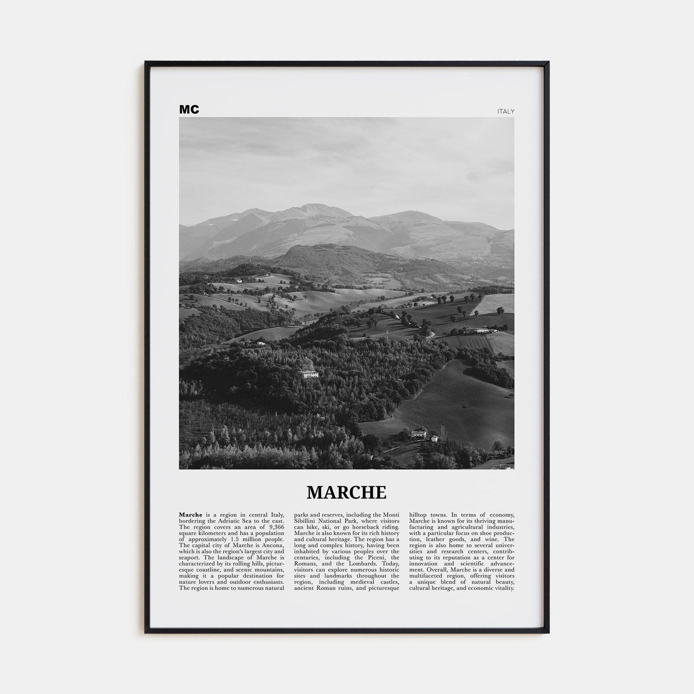 Marche Poster Black Metal / 8x12 in Nbourhood Travel B&W Poster