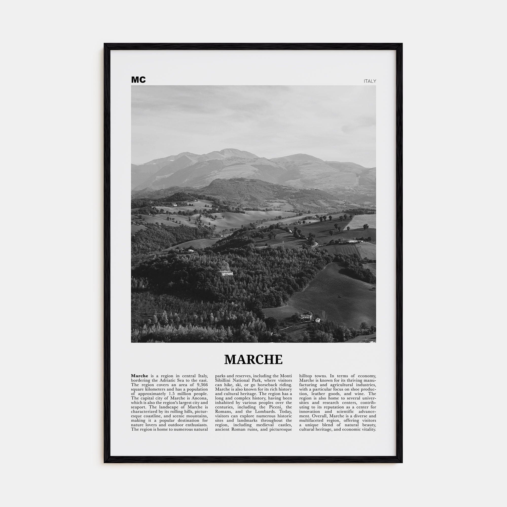 Marche Poster Black Wood / 8x12 in Nbourhood Travel B&W Poster