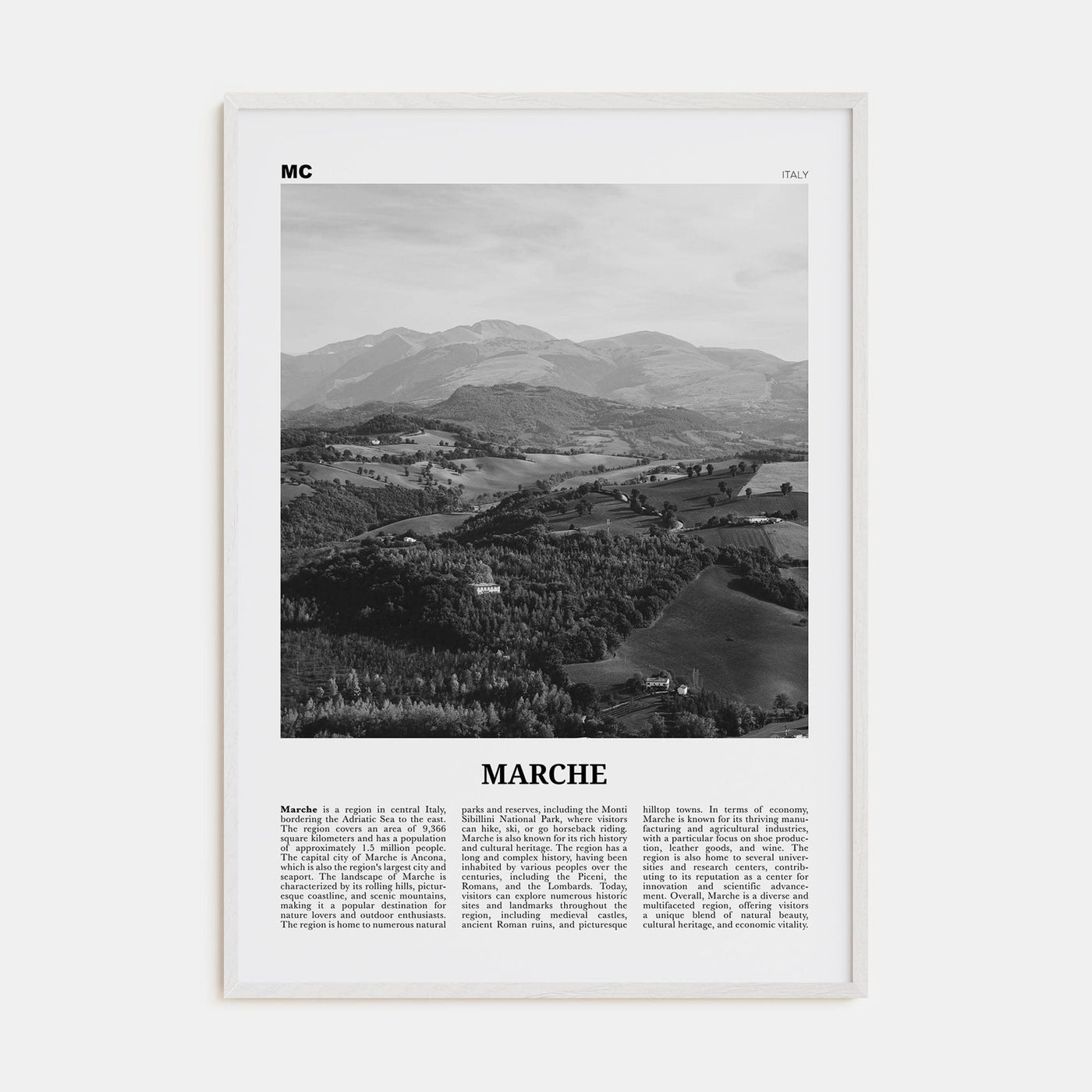 Marche Poster White Wood / 8x12 in Nbourhood Travel B&W Poster