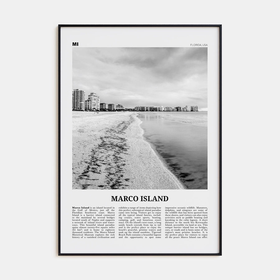 Marco Island Poster None / 8x12 in Nbourhood Travel B&W Poster