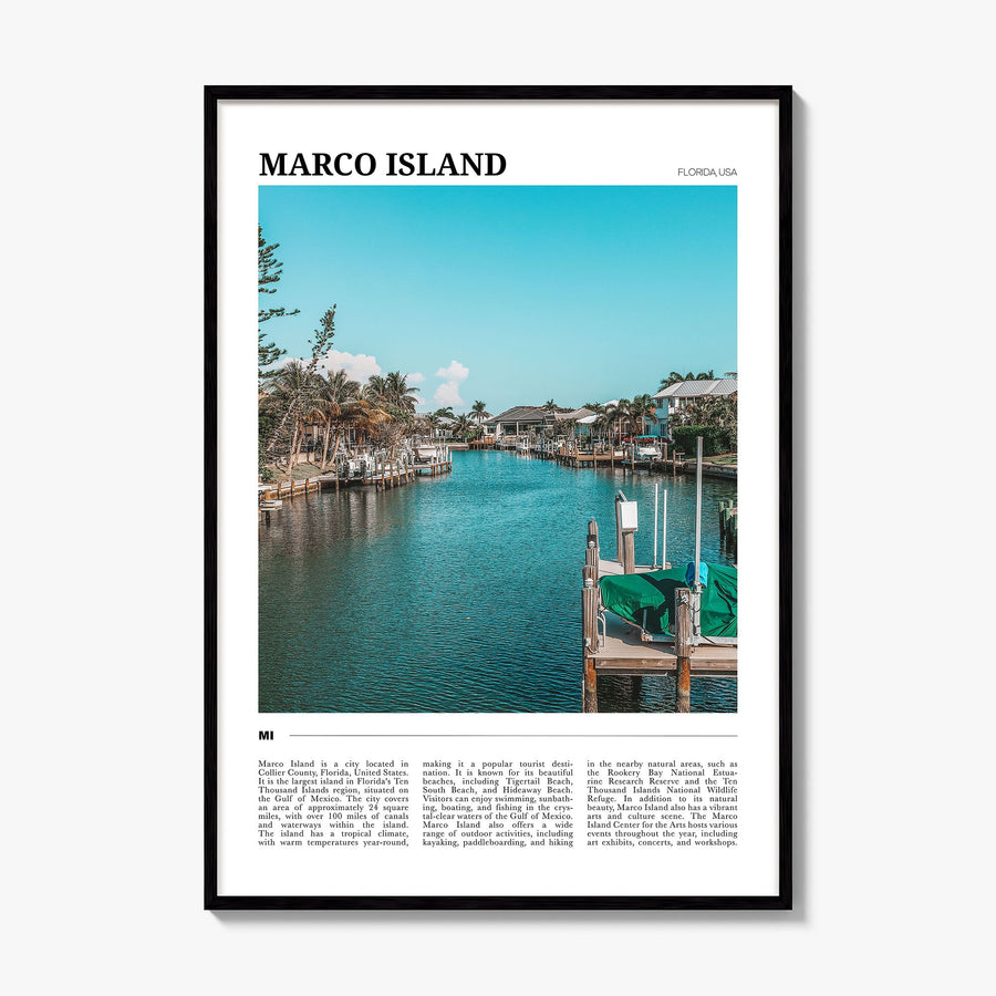 Marco Island Travel Poster, framed poster mockup