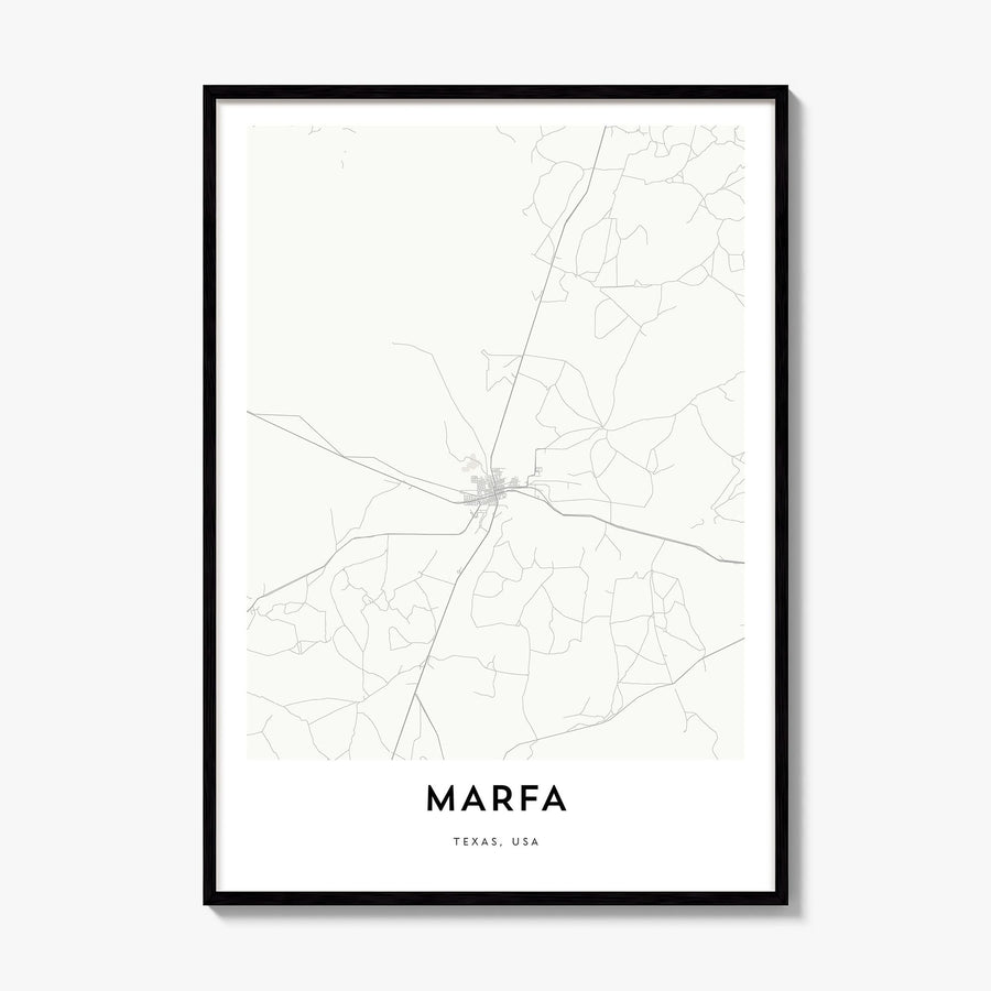Marfa Map Poster, framed poster mockup