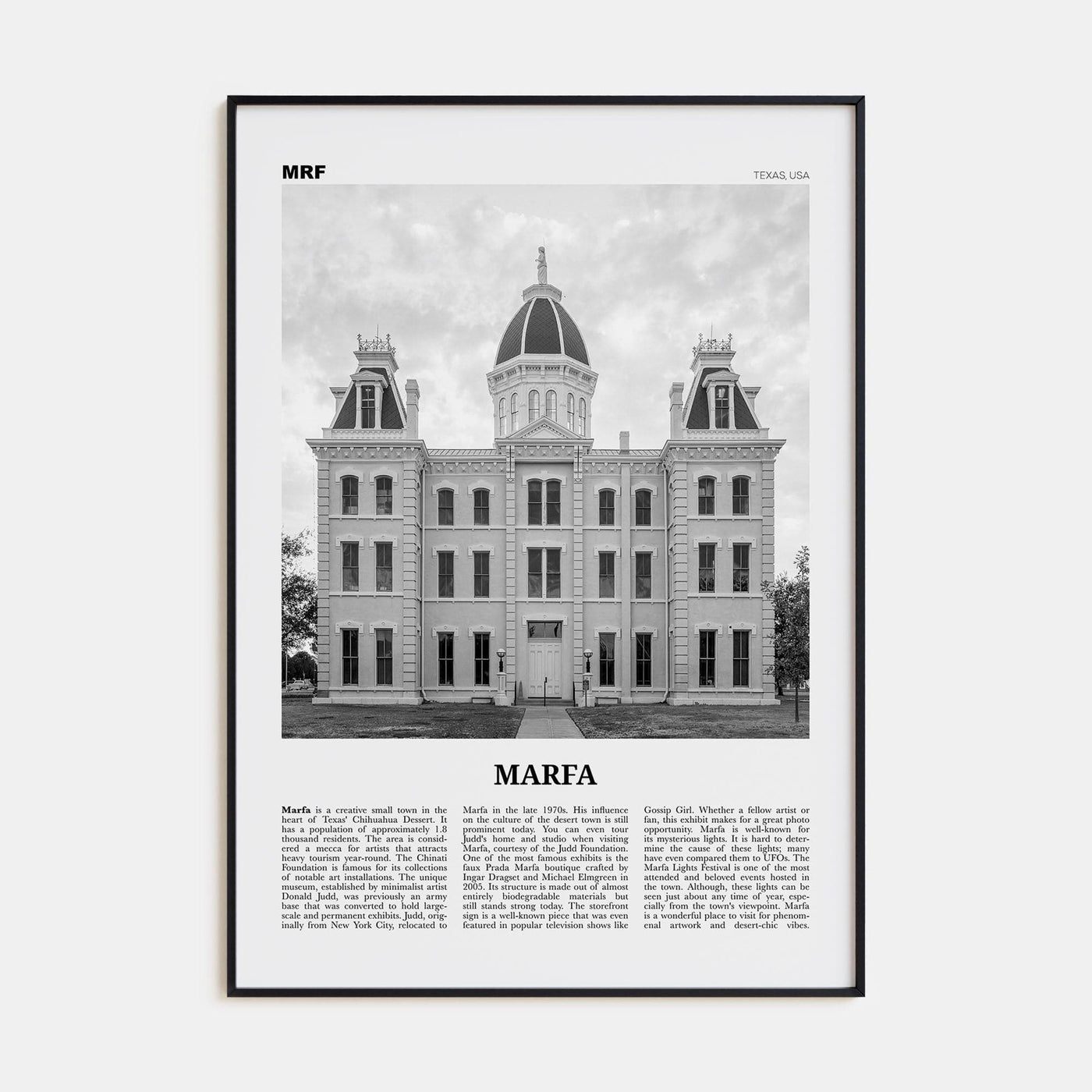 Marfa Poster None / 8x12 in Nbourhood Travel B&W Poster