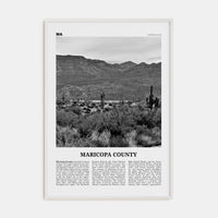 Maricopa County Poster White Wood / 8x12 in Nbourhood Travel B&W Poster