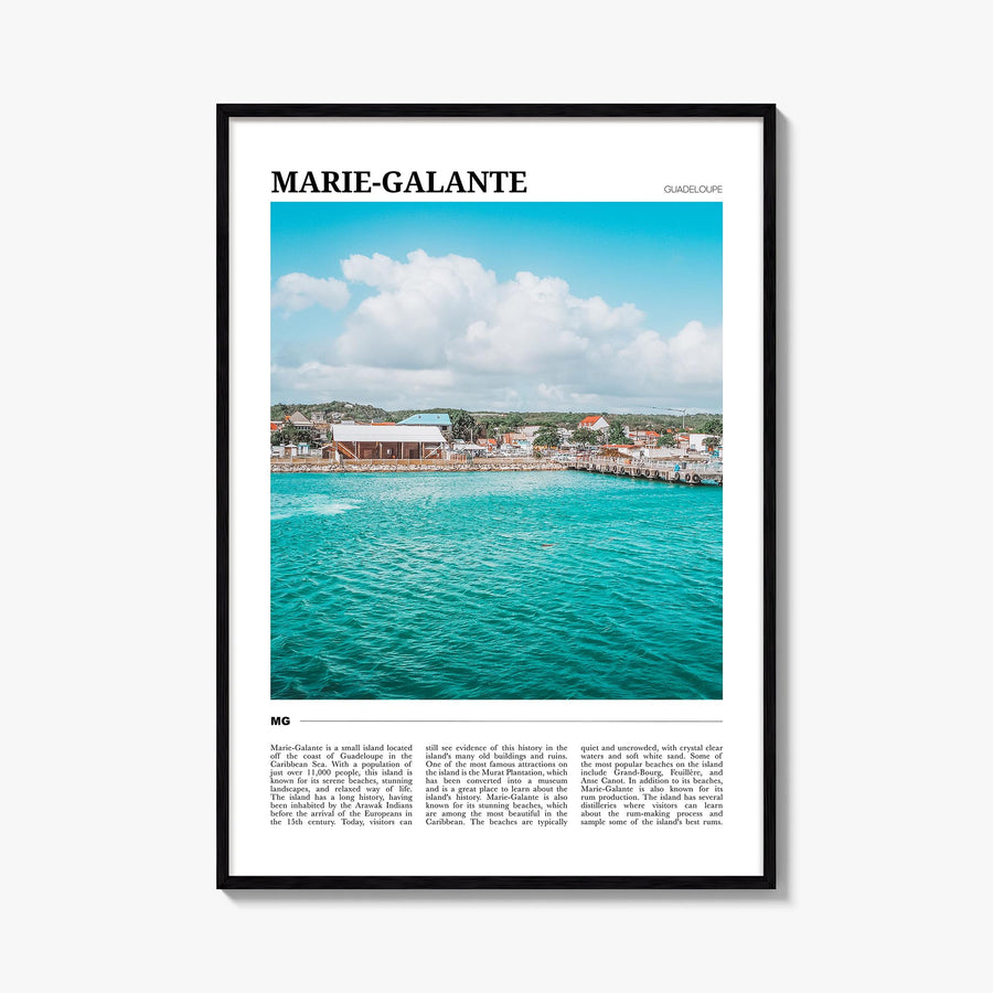 Marie-Galante colorful travel poster of France – vertical wall art, unframed print shown in interior mockup