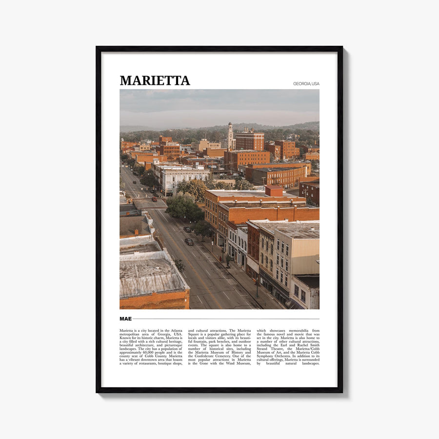 Marietta colorful travel poster of Ohio, USA – vertical wall art, unframed print shown in interior mockup