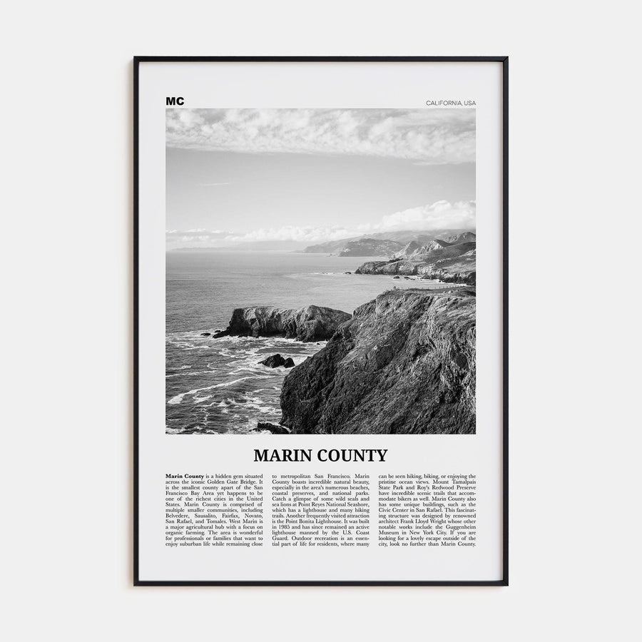 Marin County Poster None / 8x12 in Nbourhood Travel B&W Poster