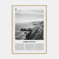 Marin County Poster Natural Wood / 8x12 in Nbourhood Travel B&W Poster