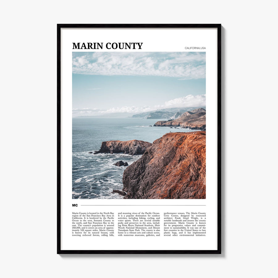 Marin County Travel Poster, framed poster mockup