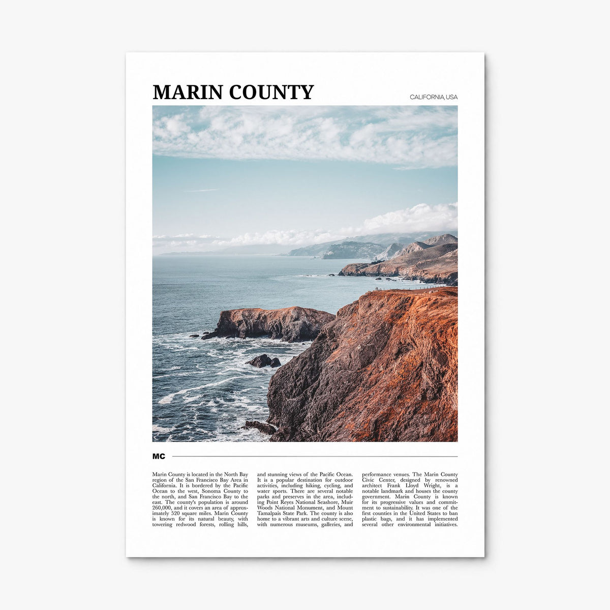 Marin County Travel Poster, print only (unframed)