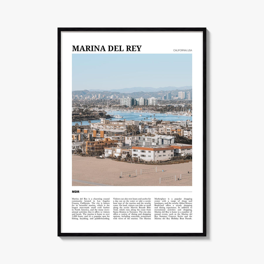 Marina del Rey colorful travel poster of California, USA – vertical wall art, unframed print shown in interior mockup