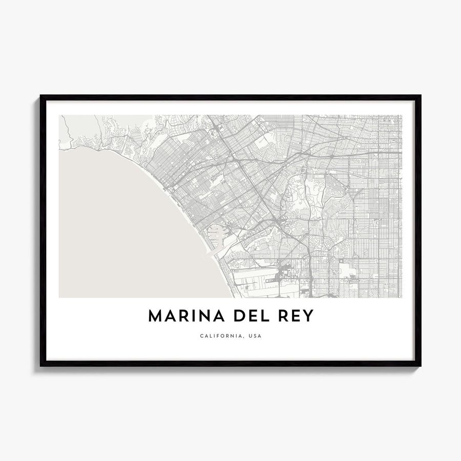 Marina del Rey Map Poster, framed poster mockup