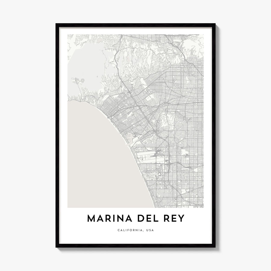Marina del Rey Map Poster, framed poster mockup