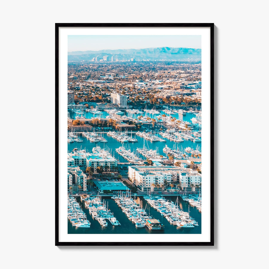 Marina del Rey Photo Poster, framed poster mockup, white border