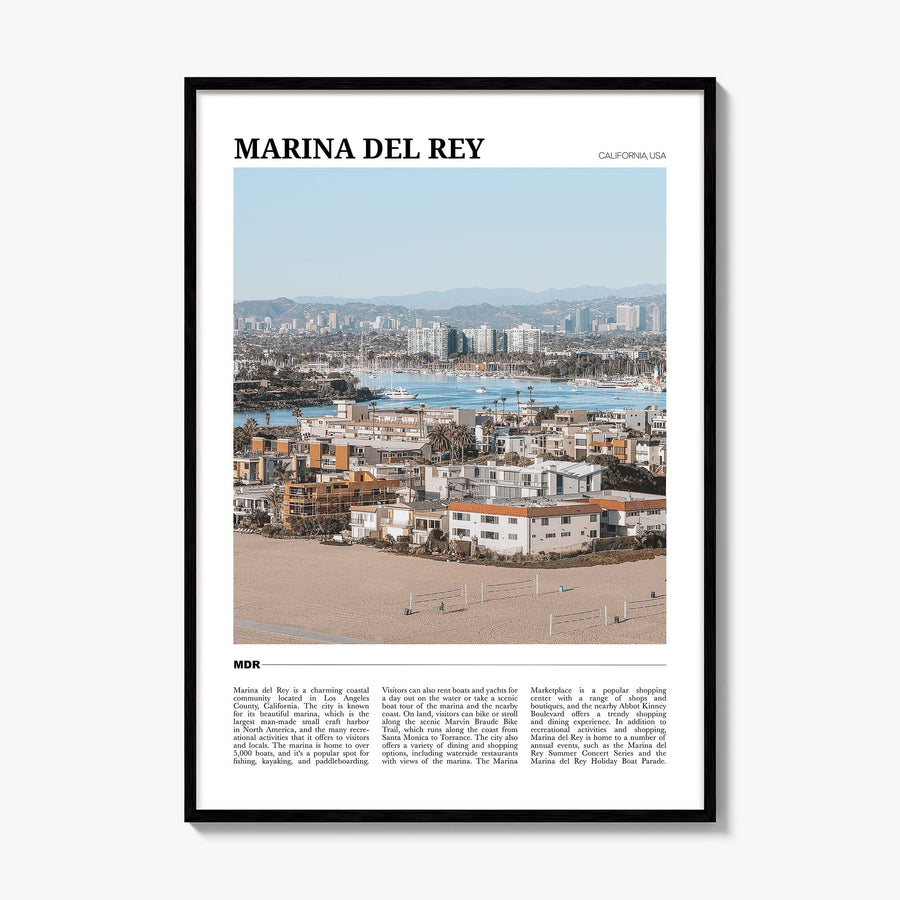 Marina del Rey Travel Poster, framed poster mockup