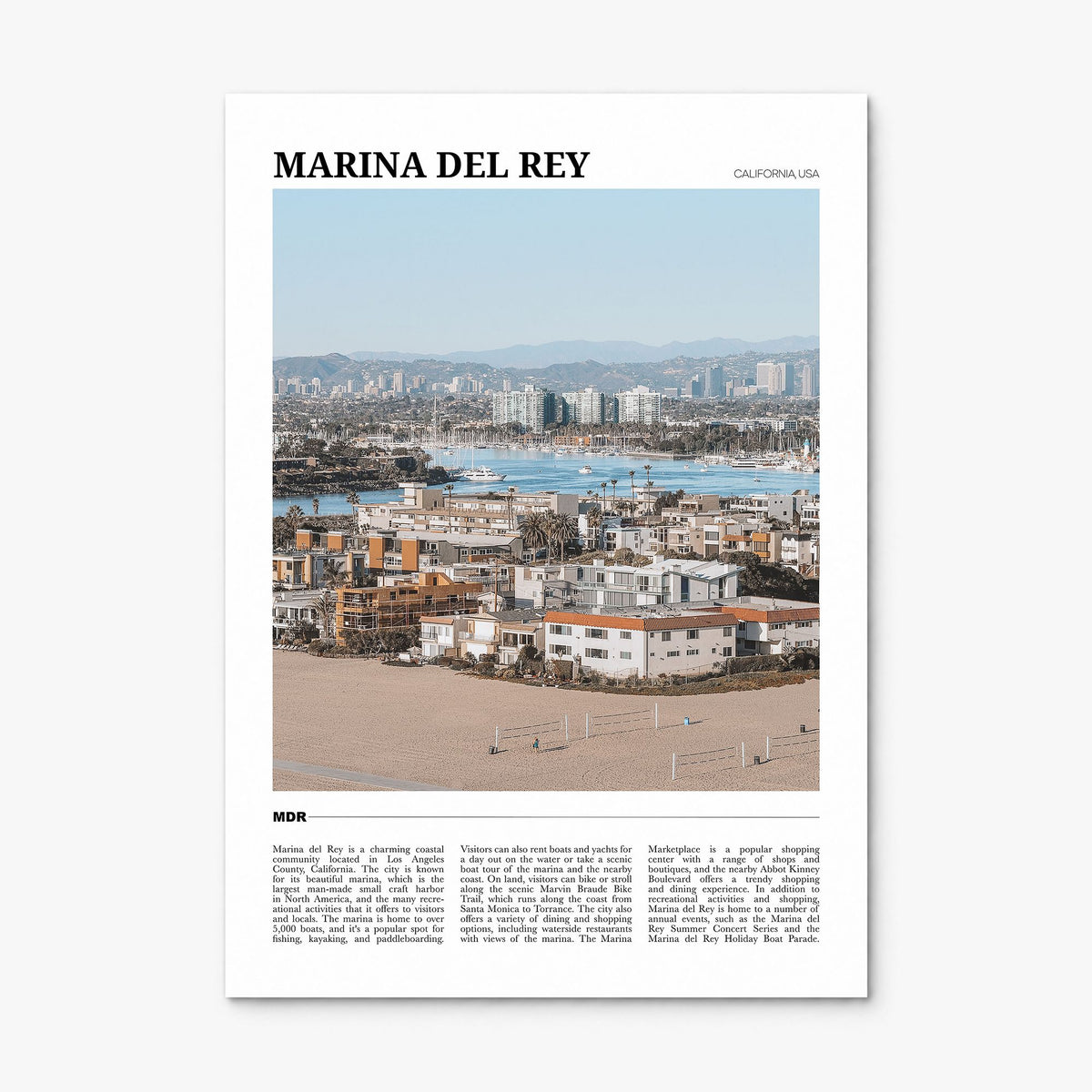 Marina del Rey Travel Poster, print only (unframed)