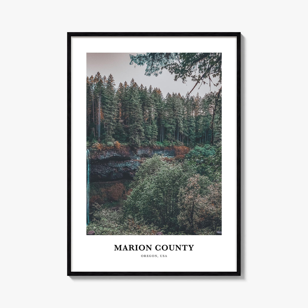 Marion County colorful classic poster of Indiana, USA – vertical wall art, unframed print shown in interior mockup