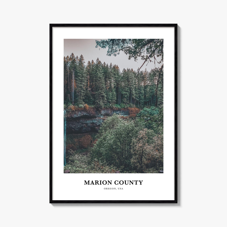 Marion County colorful classic poster of Indiana, USA – vertical wall art, unframed print shown in interior mockup