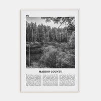 Marion County Poster White Wood / 8x12 in Nbourhood Travel B&W Poster