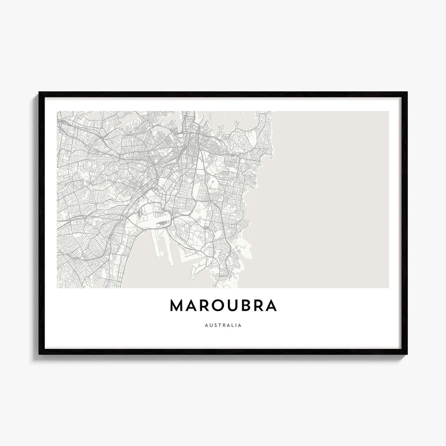 Maroubra Map Poster, framed poster mockup