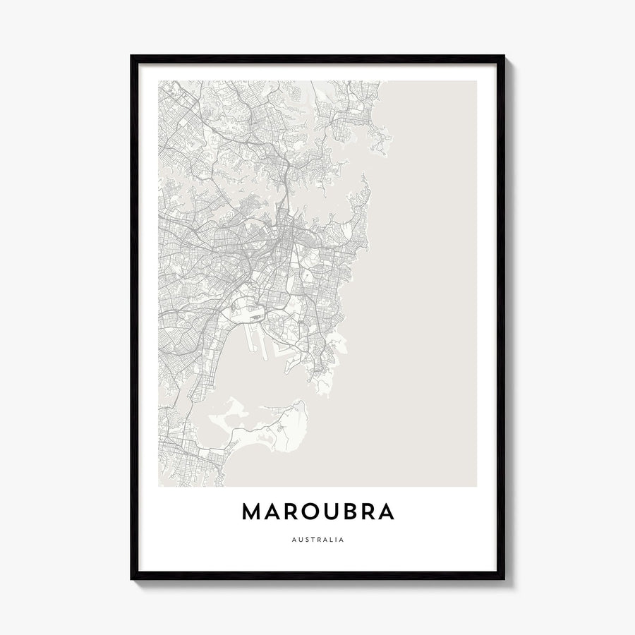 Maroubra Map Poster, framed poster mockup