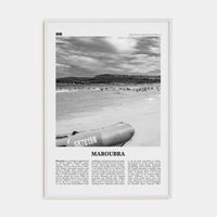 Maroubra Poster White Wood / 8x12 in Nbourhood Travel B&W Poster