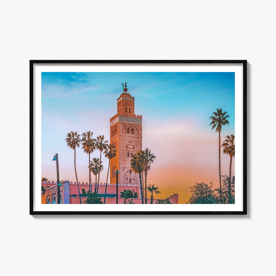 Marrakesh colorful photo poster of Morocco – horizontal wall art, unframed print shown in interior mockup
