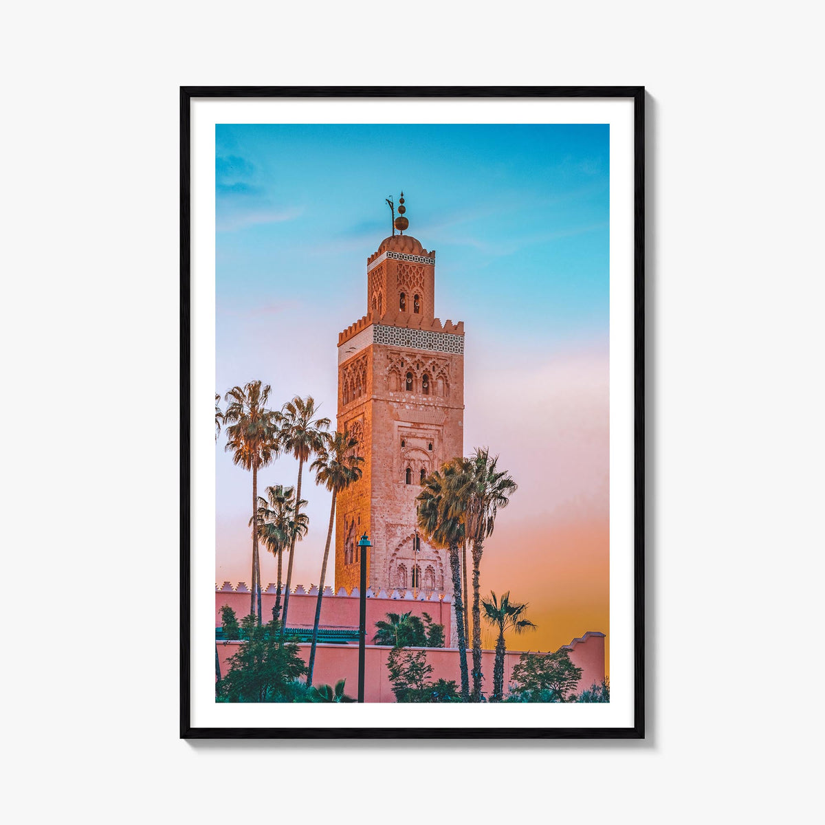 Marrakesh no. 1 colorful photo poster of Morocco – vertical wall art, unframed print shown in interior mockup