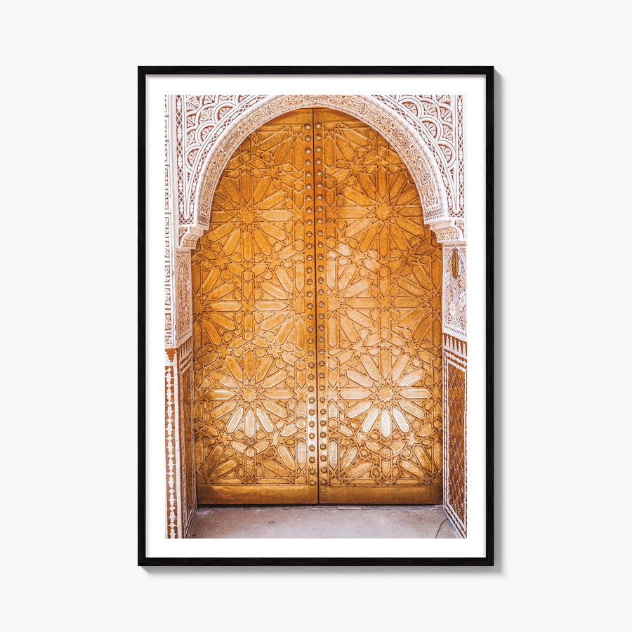 Marrakesh no. 2 colorful photo poster of Morocco – vertical wall art, unframed print shown in interior mockup