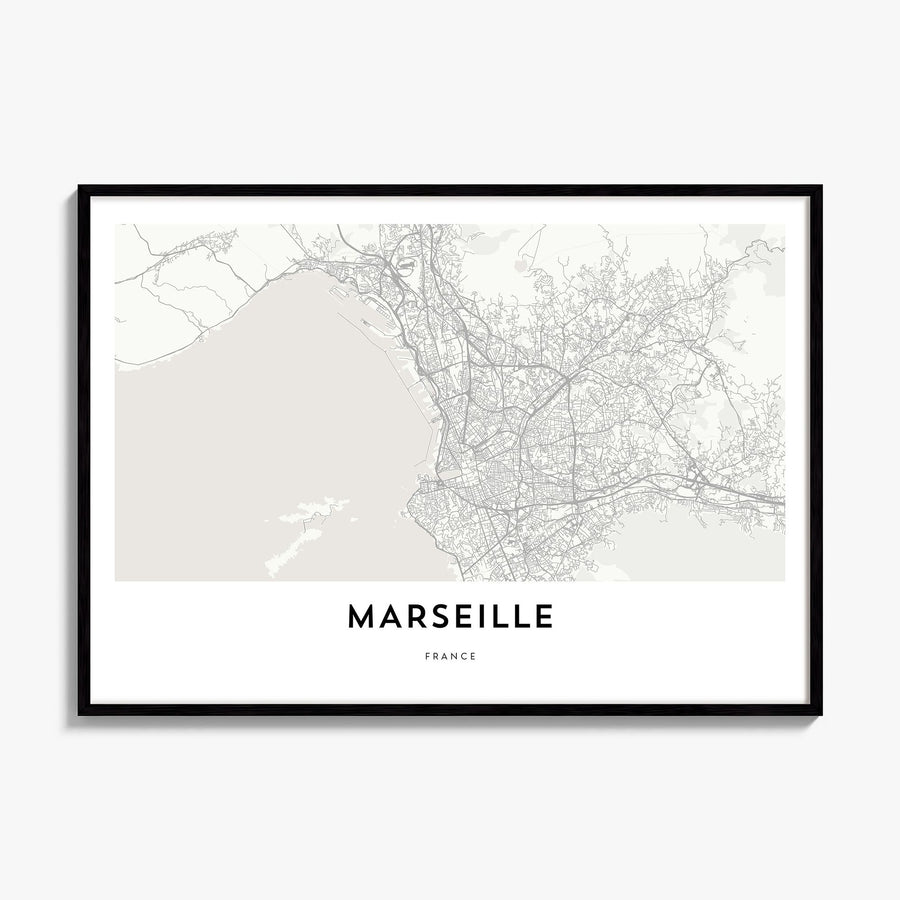 Marseille Map Poster, framed poster mockup