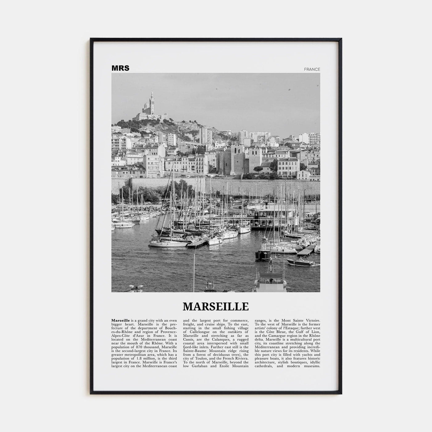 Marseille Poster None / 8x12 in Nbourhood Travel B&W Poster