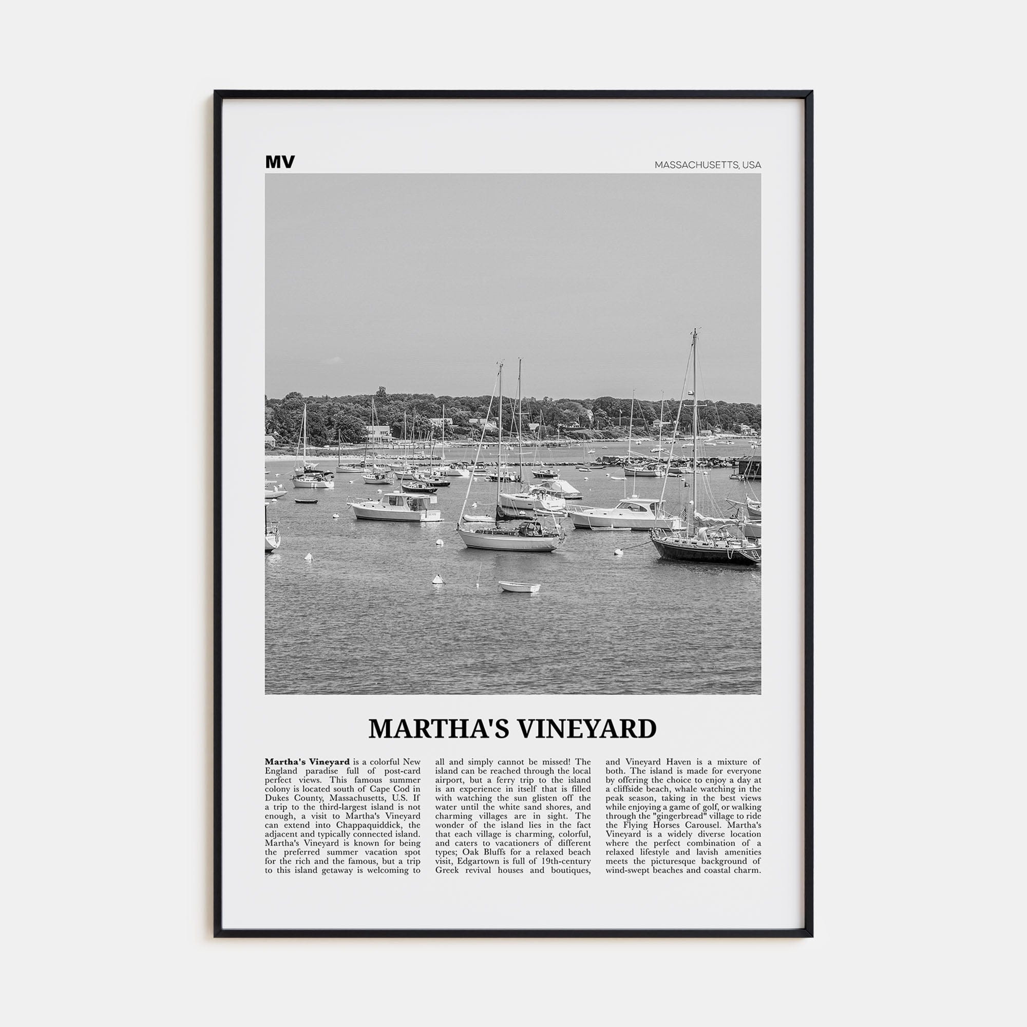 Martha's Vineyard Poster None / 8x12 in Nbourhood Travel B&W Poster