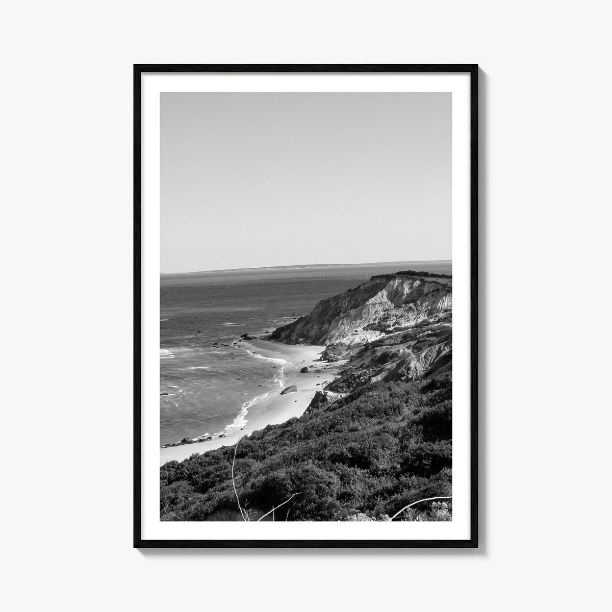 Martha's Vineyard black & white photo poster of Massachusetts, USA – vertical wall art, unframed print shown in interior mock