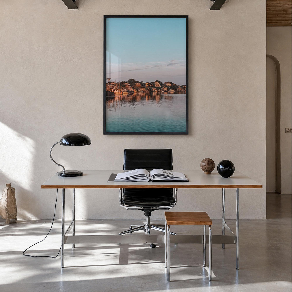 Martha's Vineyard colorful photo poster of Massachusetts, USA – vertical wall art in black wood frame, hanging on wall