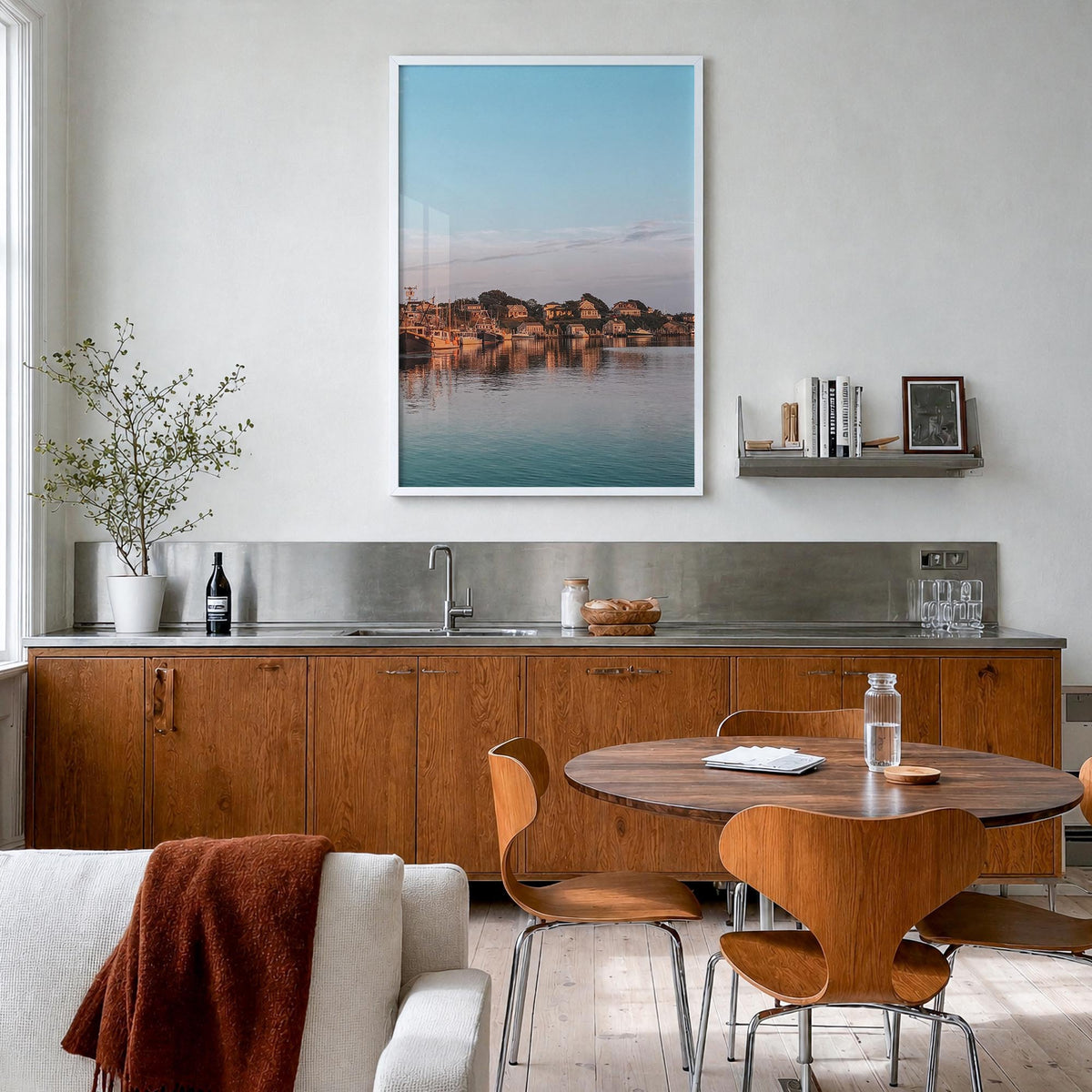 Martha's Vineyard colorful photo poster of Massachusetts, USA – vertical wall art in white wood frame, hanging on wall