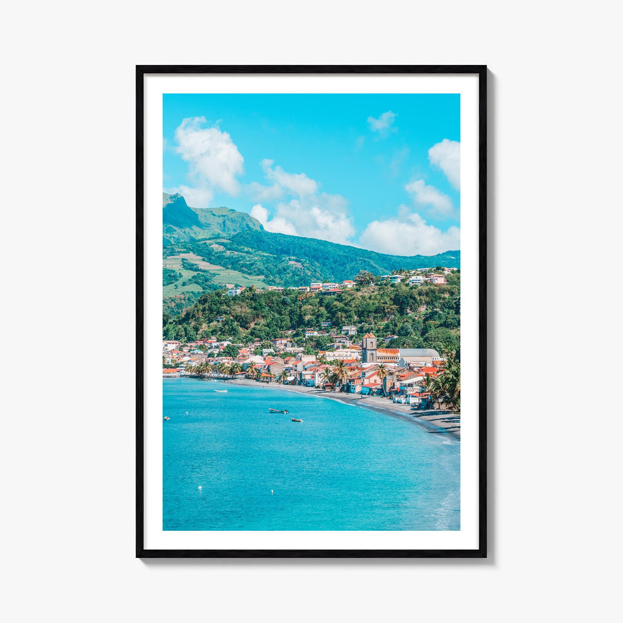 Martinique colorful photo poster of Caribbean – vertical wall art, unframed print shown in interior mockup