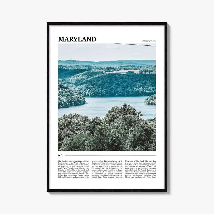Maryland colorful travel poster of United States – vertical wall art, unframed print shown in interior mockup
