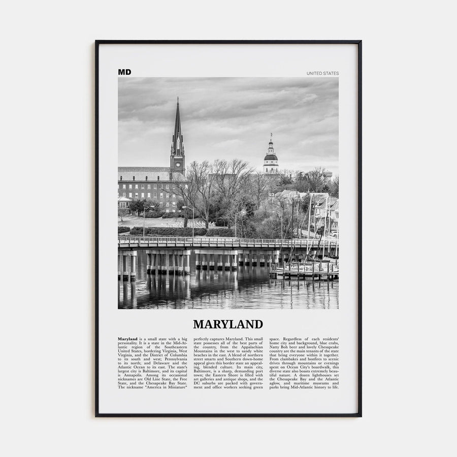 Maryland No 1 Poster None / 8x12 in Nbourhood Travel B&W Poster