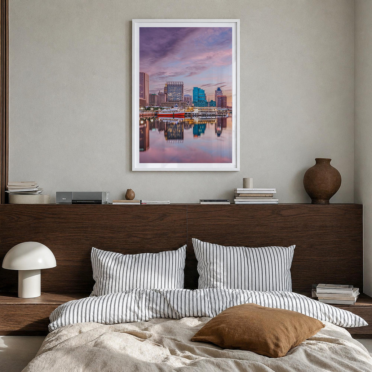 Maryland no. 2 colorful photo poster of United States – vertical wall art in white wood frame with white border, hanging on w
