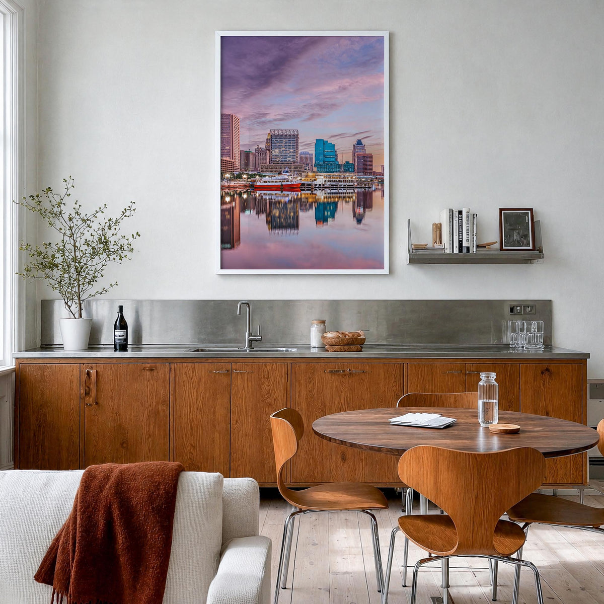 Maryland no. 2 colorful photo poster of United States – vertical wall art in white wood frame, hanging on wall
