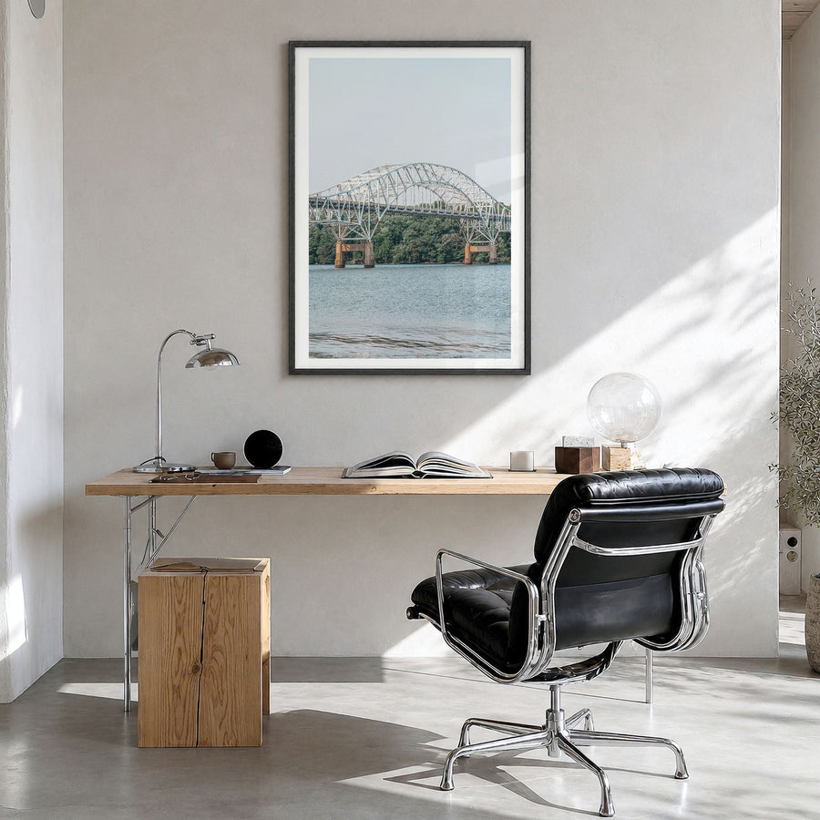 Maryland Photo No 1 Poster in a black wood frame, hanging in a bright home office, white border