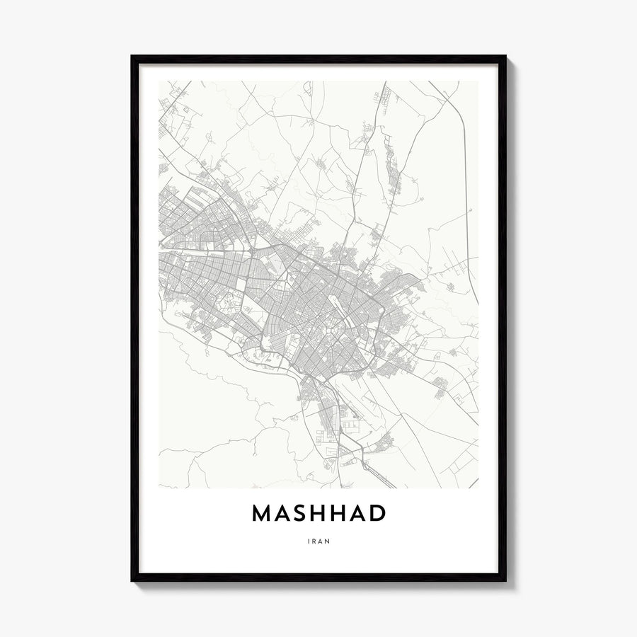 Mashhad Map Poster, framed poster mockup
